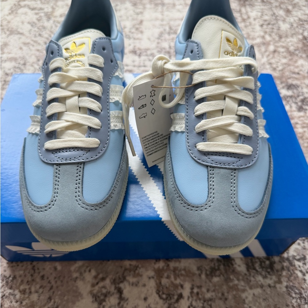 Adidas Women’s Samba OG Sky Blue with White Ruffle JR8829 size 8 - Picture 2 of 6